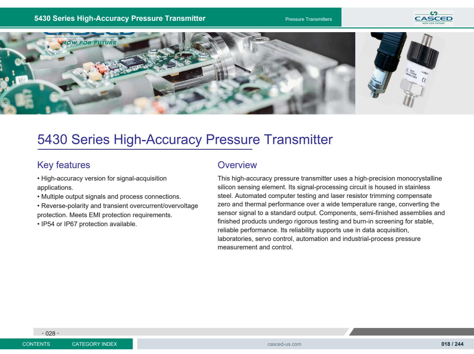 5430 Series High-Accuracy Pressure Transmitter catalog reference