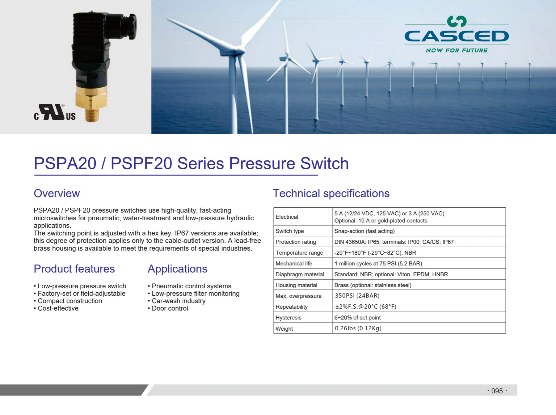 PSPA20 / PSPF20 Pressure Switch catalog reference