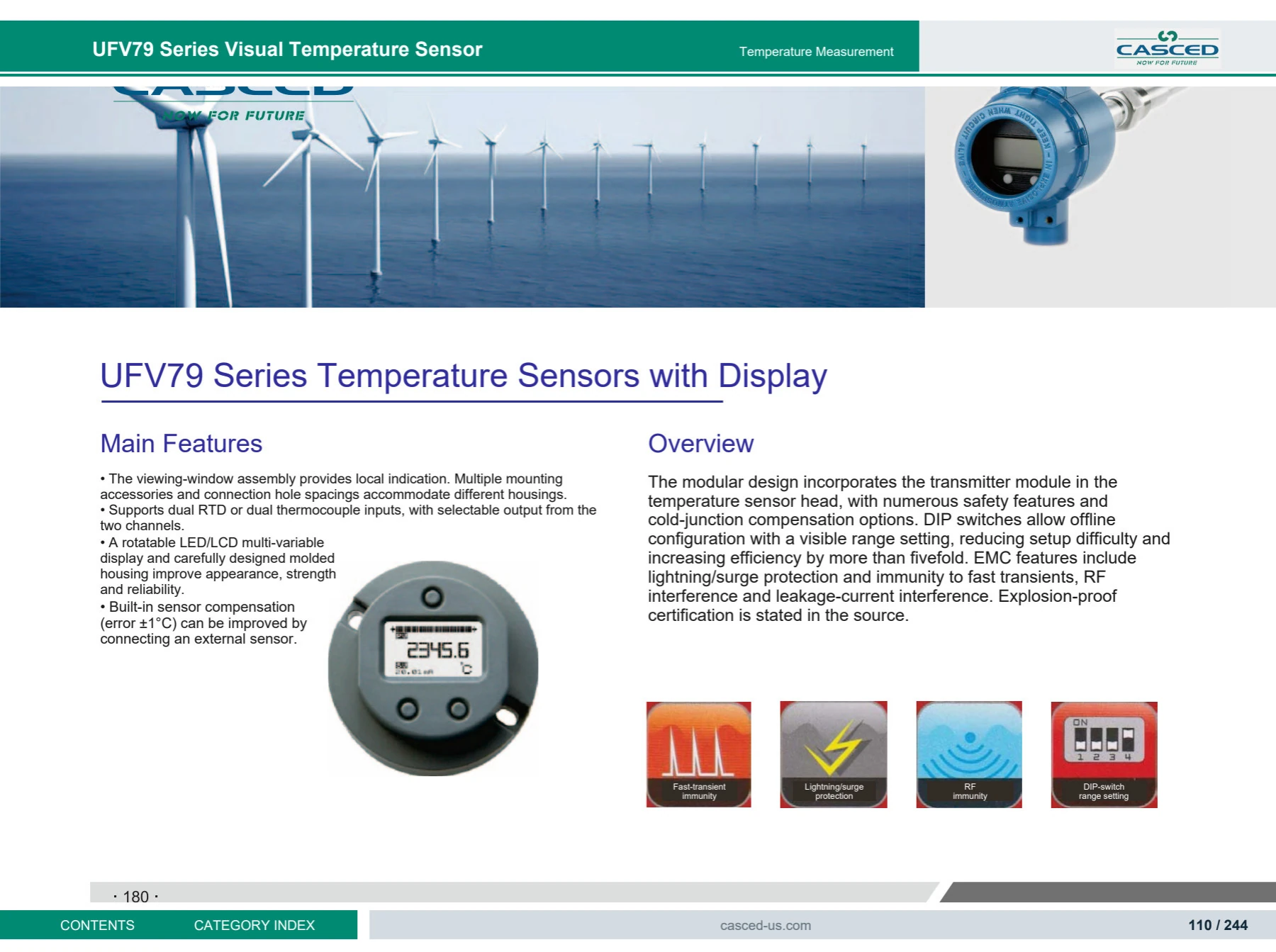 UFV79 Series Visual Temperature Sensor catalog reference