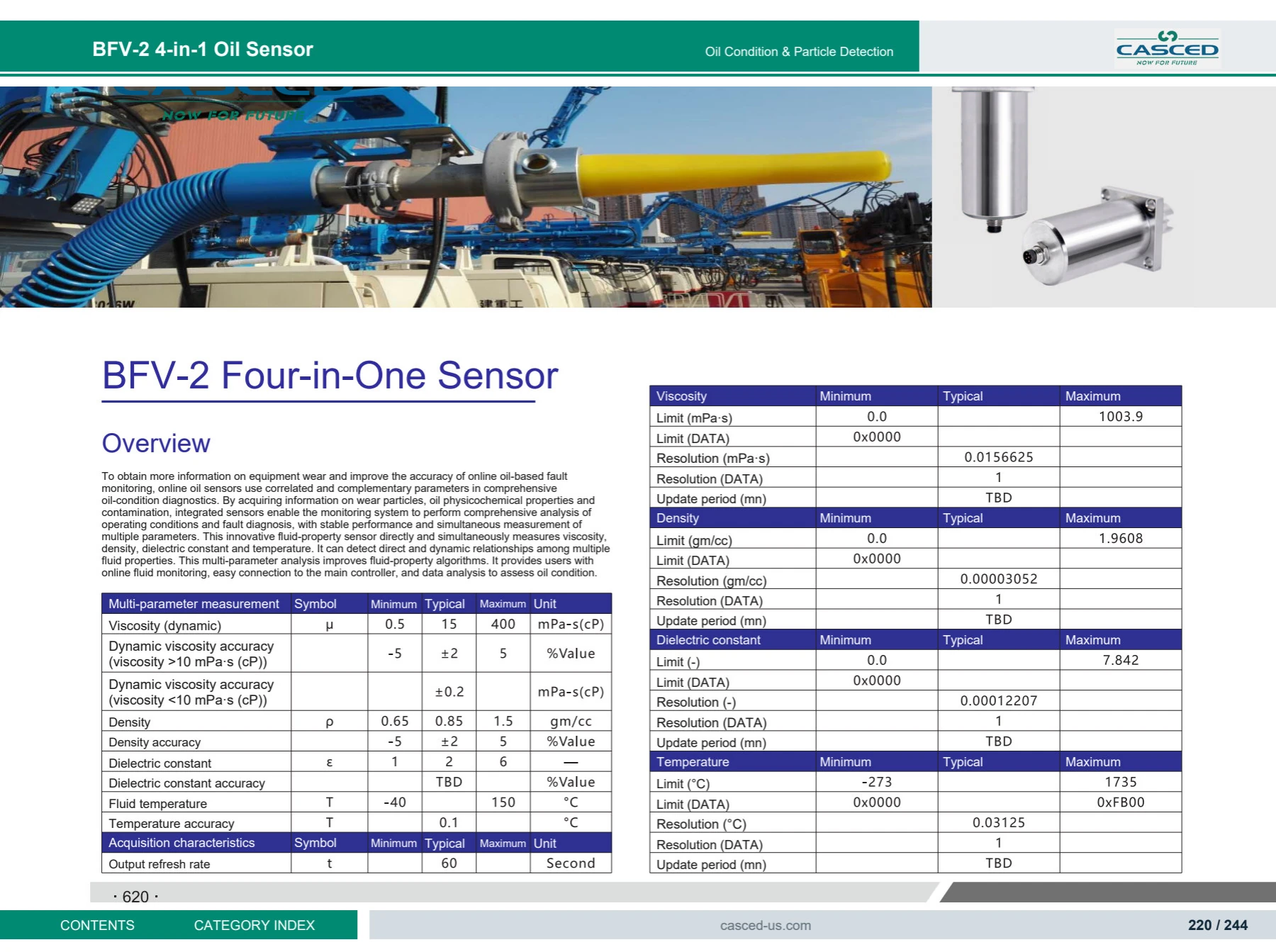 BFV-2 4-in-1 Oil Sensor catalog reference